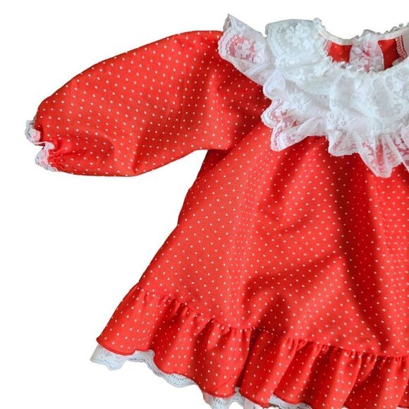 Vintage Sweet Treats 2T Red Dress Lace Collar Swiss Dot Ruffle 80s 90s - Picture 6 of 9